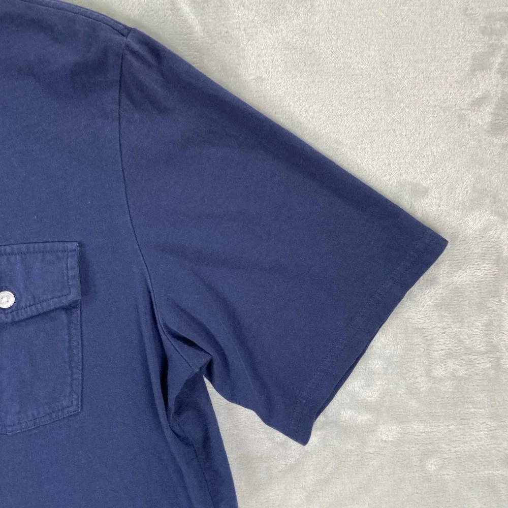 Criquet Shirt Mens Medium Polo Short Sleeve Pullover Organic Cotton Navy Blue